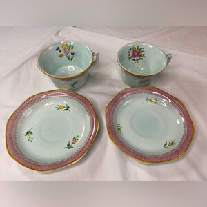 Vintage Adams‎ Calyx Ware Lowestoft Teacup & Saucers set of 2 sizes